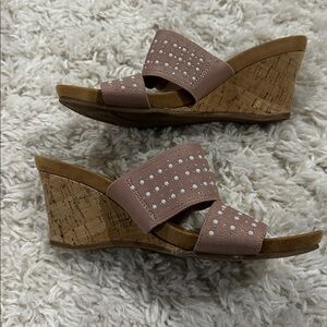 LUCA FERRI Women's Pink Studded Feminine Boho Slide Sandals Sz 9 Comfy Hippie